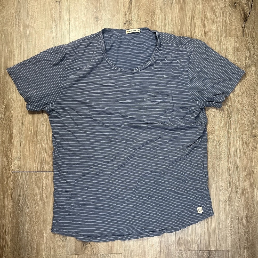 Marine Layer T-Shirt Blue Striped Men's M/L Short Sleeve Crewneck